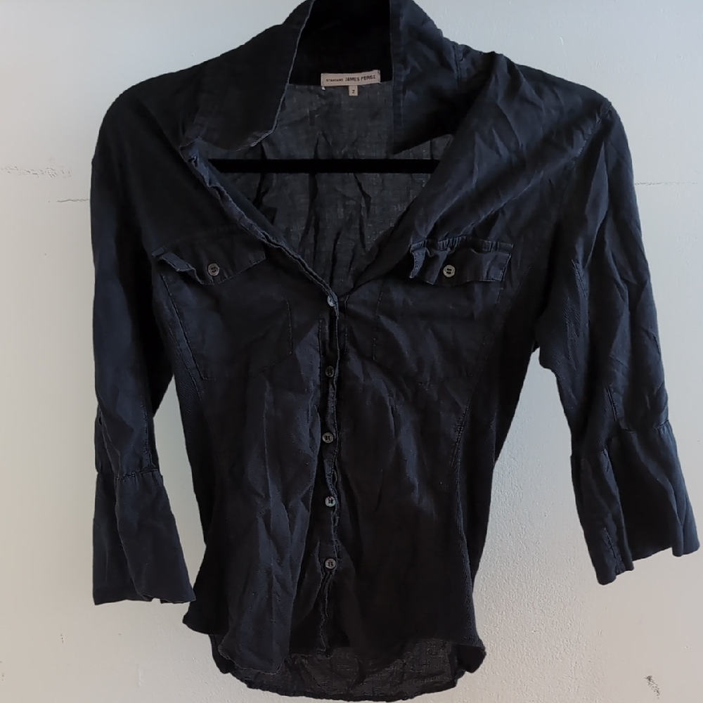 Women's Black Button-Up Top